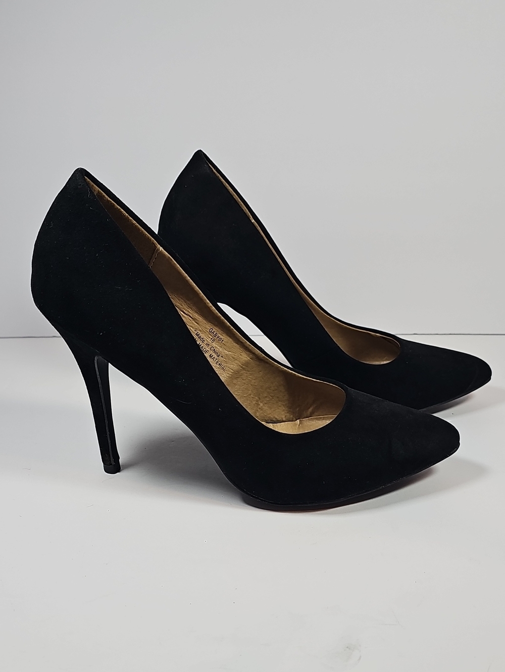 Black Faux Suede Pointed High Heel Pumps